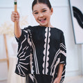 The Canvas Collection Girl Saloma Kaftan Set Black Matahari Print - Umbi