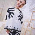 The Canvas Collection Girl Saloma Kaftan Set Black & White Ivy Print - Umbi