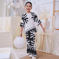 The Canvas Collection Girl Saloma Kaftan Set Black & White Ivy Print - Umbi