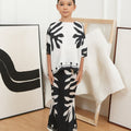The Canvas Collection Girl Saloma Kaftan Set Black & White Ivy Print - Umbi