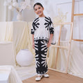 The Canvas Collection Girl Saloma Kaftan Set Black & White Ivy Print - Umbi