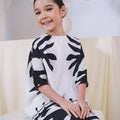 The Canvas Collection Girl Saloma Kaftan Set Black & White Ivy Print - Umbi