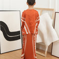 The Canvas Collection Girl Saloma Kaftan Set Burnt Orange Matahari Print - Umbi