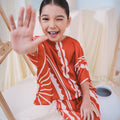 The Canvas Collection Girl Saloma Kaftan Set Burnt Orange Matahari Print - Umbi