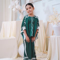 The Canvas Collection Girl Saloma Kaftan Set Emerald Green Ivy Print - Umbi
