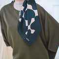 The Canvas Collection Square Scarf Black & Beige Checked Print - Umbi