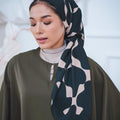 The Canvas Collection Square Scarf Black & Beige Checked Print - Umbi