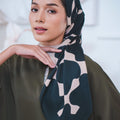 The Canvas Collection Square Scarf Black & Beige Checked Print - Umbi