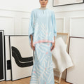 The Canvas Collection Women Saloma Kaftan Set Baby Blue Ivy Print - Umbi