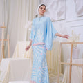 The Canvas Collection Women Saloma Kaftan Set Baby Blue Ivy Print - Umbi