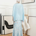 The Canvas Collection Women Saloma Kaftan Set Baby Blue Ivy Print - Umbi