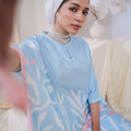 The Canvas Collection Women Saloma Kaftan Set Baby Blue Ivy Print - Umbi