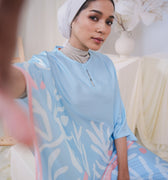 The Canvas Collection Women Saloma Kaftan Set Baby Blue Ivy Print - Umbi