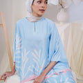 The Canvas Collection Women Saloma Kaftan Set Baby Blue Ivy Print - Umbi