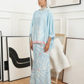 The Canvas Collection Women Saloma Kaftan Set Baby Blue Ivy Print - Umbi