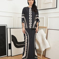 The Canvas Collection Women Saloma Kaftan Set Black Matahari Print - Umbi