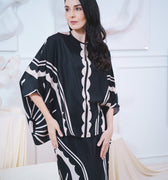 The Canvas Collection Women Saloma Kaftan Set Black Matahari Print - Umbi