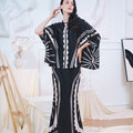 The Canvas Collection Women Saloma Kaftan Set Black Matahari Print - Umbi