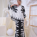 The Canvas Collection Women Saloma Kaftan Set Black & White Ivy Print - Umbi