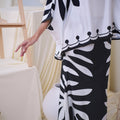 The Canvas Collection Women Saloma Kaftan Set Black & White Ivy Print - Umbi