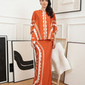 The Canvas Collection Women Saloma Kaftan Set Burnt Orange Matahari Print - Umbi