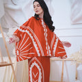 The Canvas Collection Women Saloma Kaftan Set Burnt Orange Matahari Print - Umbi