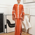 The Canvas Collection Women Saloma Kaftan Set Burnt Orange Matahari Print - Umbi