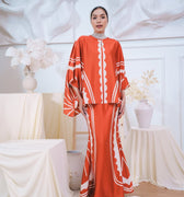 The Canvas Collection Women Saloma Kaftan Set Burnt Orange Matahari Print - Umbi