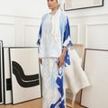 The Canvas Collection Women Saloma Kaftan Set Elegant Blue Garden Print - Umbi