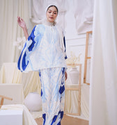 The Canvas Collection Women Saloma Kaftan Set Elegant Blue Garden Print - Umbi