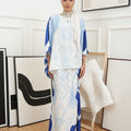 The Canvas Collection Women Saloma Kaftan Set Elegant Blue Garden Print - Umbi