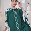 The Canvas Collection Women Saloma Kaftan Set Emerald Green Ivy Print - Umbi