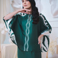 The Canvas Collection Women Saloma Kaftan Set Emerald Green Ivy Print - Umbi