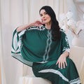 The Canvas Collection Women Saloma Kaftan Set Emerald Green Ivy Print - Umbi