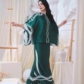 The Canvas Collection Women Saloma Kaftan Set Emerald Green Ivy Print - Umbi