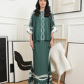 The Canvas Collection Women Saloma Kaftan Set Emerald Green Ivy Print - Umbi