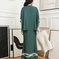 The Canvas Collection Women Saloma Kaftan Set Emerald Green Ivy Print - Umbi