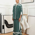 The Canvas Collection Women Saloma Kaftan Set Emerald Green Ivy Print - Umbi