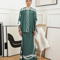 The Canvas Collection Women Saloma Kaftan Set Emerald Green Ivy Print - Umbi
