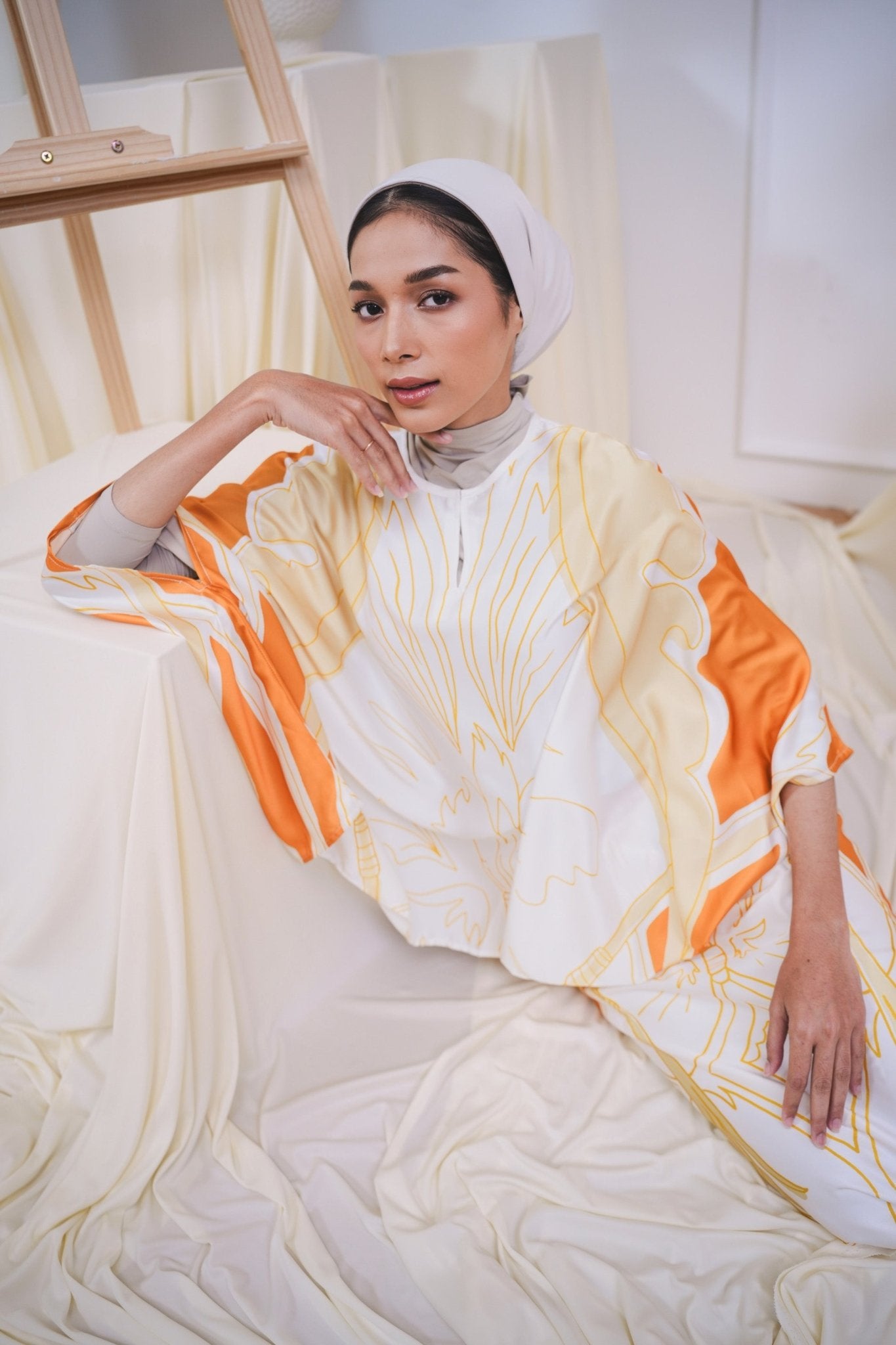 The Canvas Collection Women Saloma Kaftan Set Golden Yellow Garden Print - Umbi