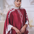 The Canvas Collection Women Saloma Kaftan Set Maroon Ivy Print - Umbi