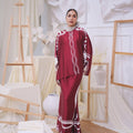 The Canvas Collection Women Saloma Kaftan Set Maroon Ivy Print - Umbi