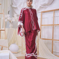 The Canvas Collection Women Saloma Kaftan Set Maroon Ivy Print - Umbi