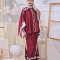 The Canvas Collection Women Saloma Kaftan Set Maroon Ivy Print - Umbi