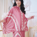 The Canvas Collection Women Saloma Kaftan Set Warm Pink Matahari Print - Umbi