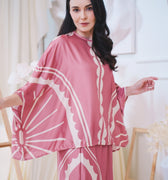 The Canvas Collection Women Saloma Kaftan Set Warm Pink Matahari Print - Umbi
