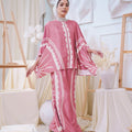 The Canvas Collection Women Saloma Kaftan Set Warm Pink Matahari Print - Umbi