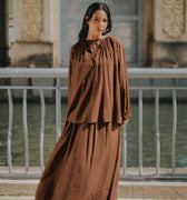 The City Breeze Pt.2 Women Airy Blouse Dark Chocolate - Umbi