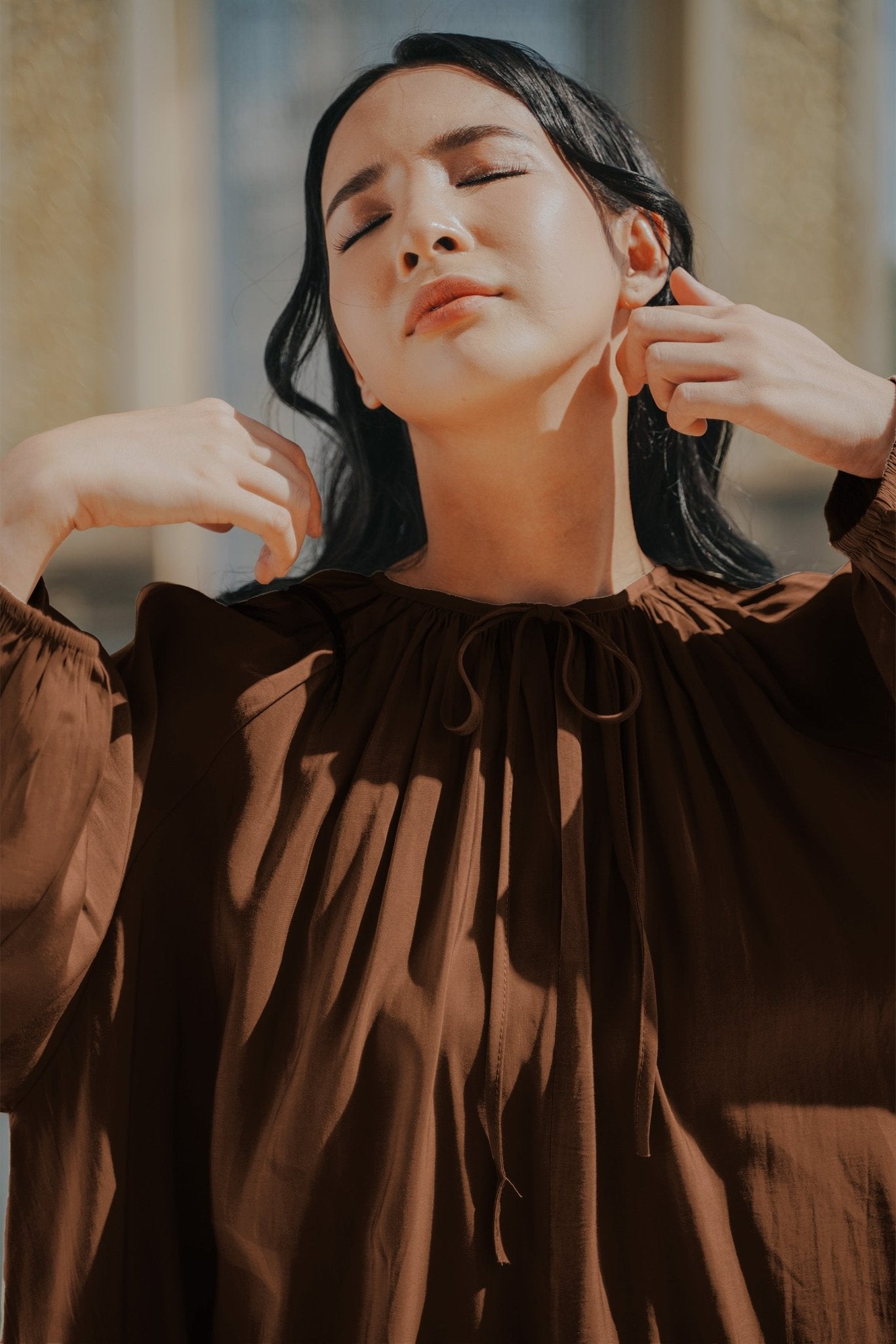 The City Breeze Pt.2 Women Airy Blouse Dark Chocolate - Umbi