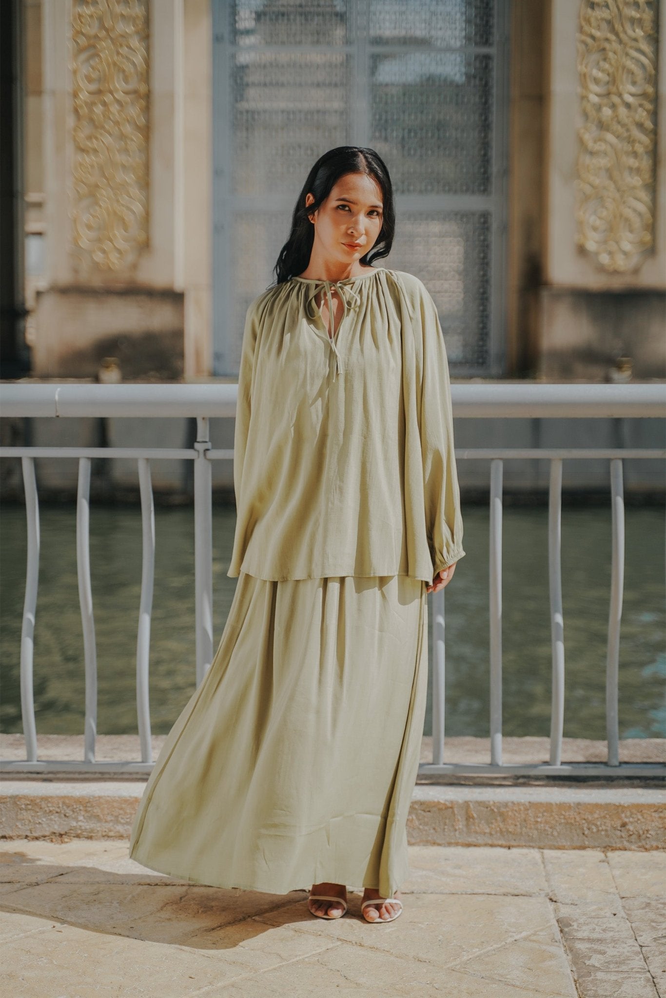 The City Breeze Pt.2 Women Airy Blouse Olive Green - Umbi